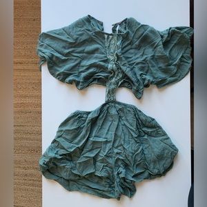 Free People Flowy Sage Green Romper • Small